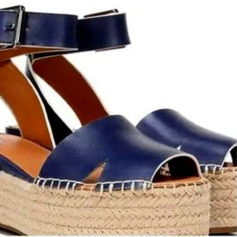 Sarto by Franco Sarto Lexie Platform Espadrille Sandal in Navy Leather SIZE 8 - Picture 6 of 8